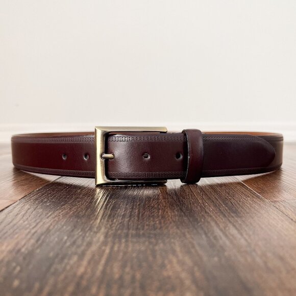 Joseph Abboud Leather Dress Belt Edge Detail Handcrafted in Italy Size 38 Brown - Picture 14 of 14